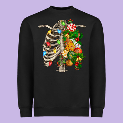 Skeleton Chest Christmas Heavyweight Sweatshirt Designed By Fadigitalartstudio