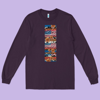Usa Flag And Western Patterns  Penwraps Long Sleeve Tee Designed By Artiststas