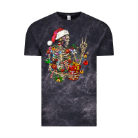 Cloud Black Christmas lights and skeleton Vintage Tee - FaDigitalArtStudio