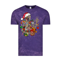 Cloud Purple Christmas lights and skeleton Vintage Tee - FaDigitalArtStudio