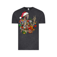 Vintage Black Christmas lights and skeleton Vintage Tee - FaDigitalArtStudio