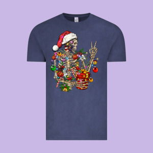 Christmas Lights And Skeleton Vintage Tee Designed By Fadigitalartstudio