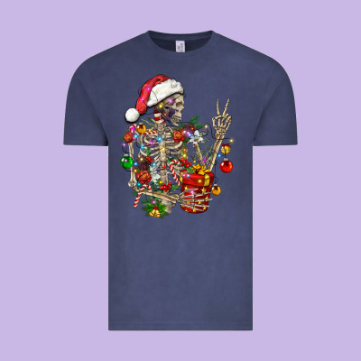 Christmas Lights And Skeleton Vintage Tee Designed By Fadigitalartstudio