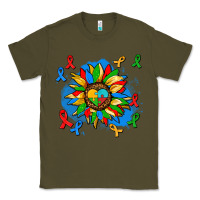 Army Green autism sunflower ribbon Classic Tee - AdoDesignShop