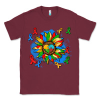Burgundy autism sunflower ribbon Classic Tee - AdoDesignShop