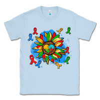 Dusty Blue autism sunflower ribbon Classic Tee - AdoDesignShop