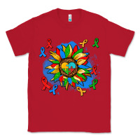 Red autism sunflower ribbon Classic Tee - AdoDesignShop