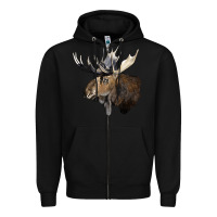 Black moose buck deer head Zipper Hoodie - LillyAllenDesigns