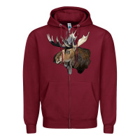 Burgundy moose buck deer head Zipper Hoodie - LillyAllenDesigns