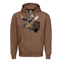 Chestnut moose buck deer head Zipper Hoodie - LillyAllenDesigns