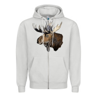 Dove Grey moose buck deer head Zipper Hoodie - LillyAllenDesigns