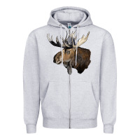 Heather Grey moose buck deer head Zipper Hoodie - LillyAllenDesigns