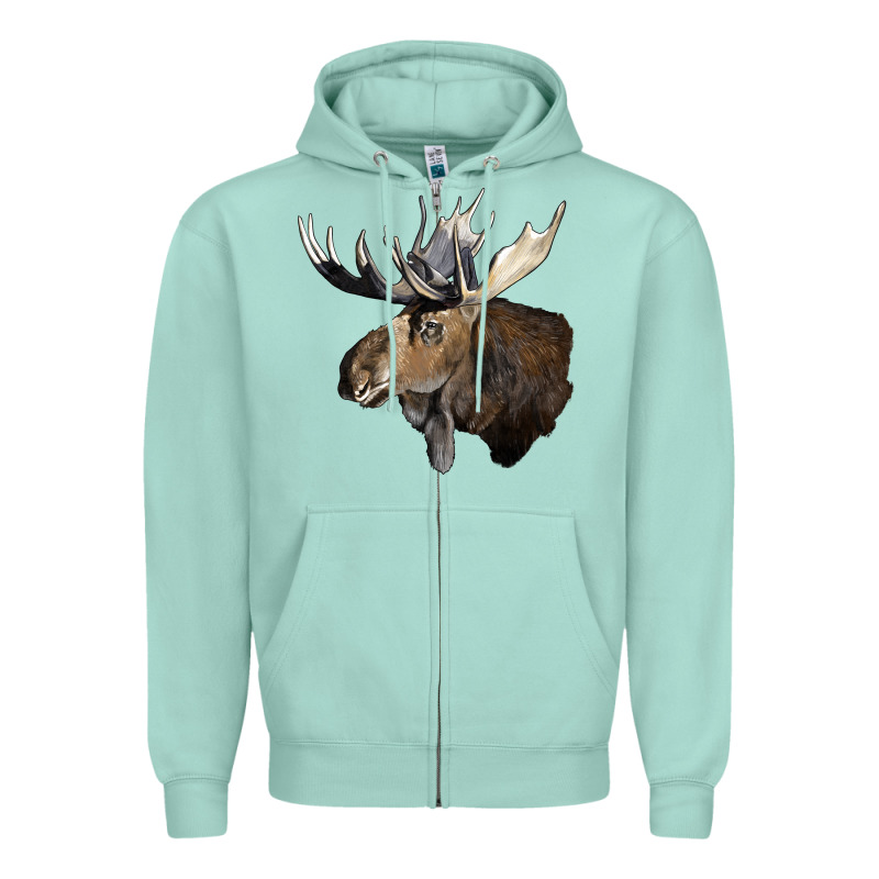Moose Buck Deer Head Zipper Hoodie by LillyAllenDesigns | Teevron