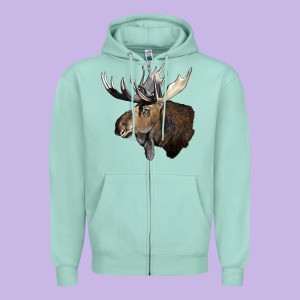 Moose Buck Deer Head Zipper Hoodie Designed By Lillyallendesigns