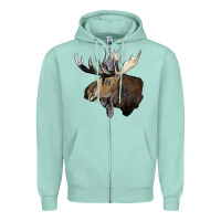 Seafoam moose buck deer head Zipper Hoodie - LillyAllenDesigns