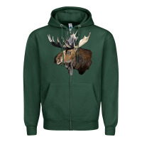 Sports Green moose buck deer head Zipper Hoodie - LillyAllenDesigns