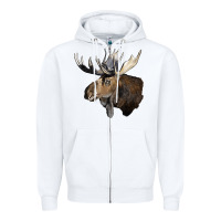 White moose buck deer head Zipper Hoodie - LillyAllenDesigns