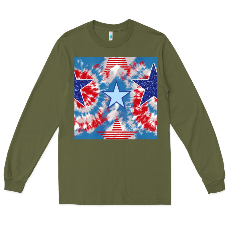 Patriotic Tie Dye Stars Long Sleeve Tee by BundleAndBundleShop | Teevron