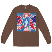 Chestnut patriotic tie dye stars Long Sleeve Tee - BundleAndBundleShop