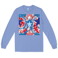 Colony Blue patriotic tie dye stars Long Sleeve Tee - BundleAndBundleShop