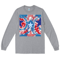 Heather Grey patriotic tie dye stars Long Sleeve Tee - BundleAndBundleShop