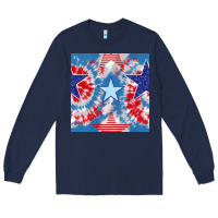 Navy patriotic tie dye stars Long Sleeve Tee - BundleAndBundleShop