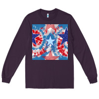 Plum patriotic tie dye stars Long Sleeve Tee - BundleAndBundleShop