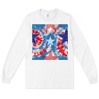 White patriotic tie dye stars Long Sleeve Tee - BundleAndBundleShop