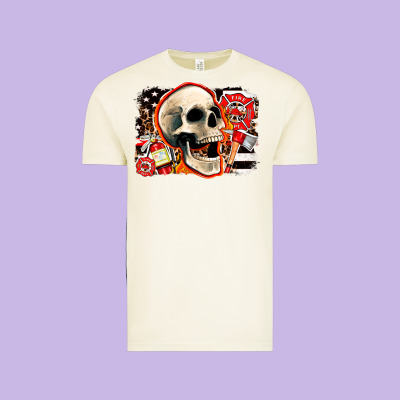 Firefighter Skull Vintage Tee Designed By Adodesignshop
