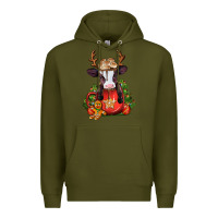 Army Green christmas baby cow hot cocoa Premium Hoodie - Jasminsmagicworld