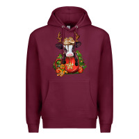 Burgundy christmas baby cow hot cocoa Premium Hoodie - Jasminsmagicworld