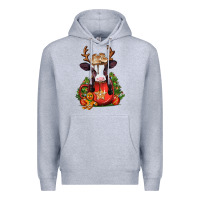 Heather Grey christmas baby cow hot cocoa Premium Hoodie - Jasminsmagicworld