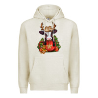 Oatmeal Heather christmas baby cow hot cocoa Premium Hoodie - Jasminsmagicworld