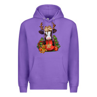 Purple christmas baby cow hot cocoa Premium Hoodie - Jasminsmagicworld