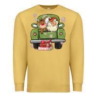 Antique Gold christmas santa and reindeer truck Premium Sweatshirt - MaliasSmallBusiness