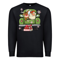Black christmas santa and reindeer truck Premium Sweatshirt - MaliasSmallBusiness