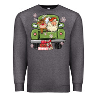 Charcoal Heather christmas santa and reindeer truck Premium Sweatshirt - MaliasSmallBusiness