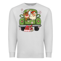 Dove Grey christmas santa and reindeer truck Premium Sweatshirt - MaliasSmallBusiness