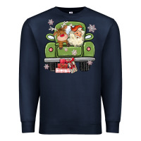 Navy christmas santa and reindeer truck Premium Sweatshirt - MaliasSmallBusiness