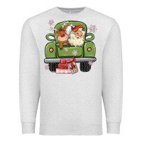 Oatmeal Heather christmas santa and reindeer truck Premium Sweatshirt - MaliasSmallBusiness