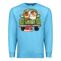 Ocean Blue christmas santa and reindeer truck Premium Sweatshirt - MaliasSmallBusiness