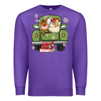 Purple christmas santa and reindeer truck Premium Sweatshirt - MaliasSmallBusiness