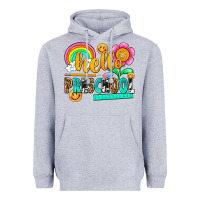 Heather Grey hello preschool Heavyweight Hoodie - NancyCooperArtShop