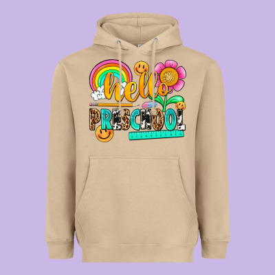 Hello Preschool Heavyweight Hoodie Designed By Nancycooperartshop