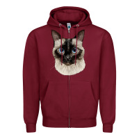 Burgundy siamese face Zipper Hoodie - LillyAllenDesigns