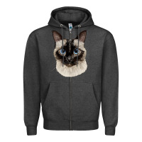 Charcoal Heather siamese face Zipper Hoodie - LillyAllenDesigns