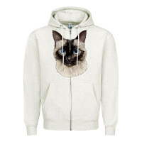 Oatmeal Heather siamese face Zipper Hoodie - LillyAllenDesigns