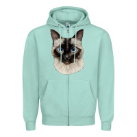 Seafoam siamese face Zipper Hoodie - LillyAllenDesigns