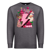 Charcoal Heather pink christmas lightning bolt Premium Sweatshirt - MaliasSmallBusiness
