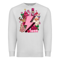 Dove Grey pink christmas lightning bolt Premium Sweatshirt - MaliasSmallBusiness